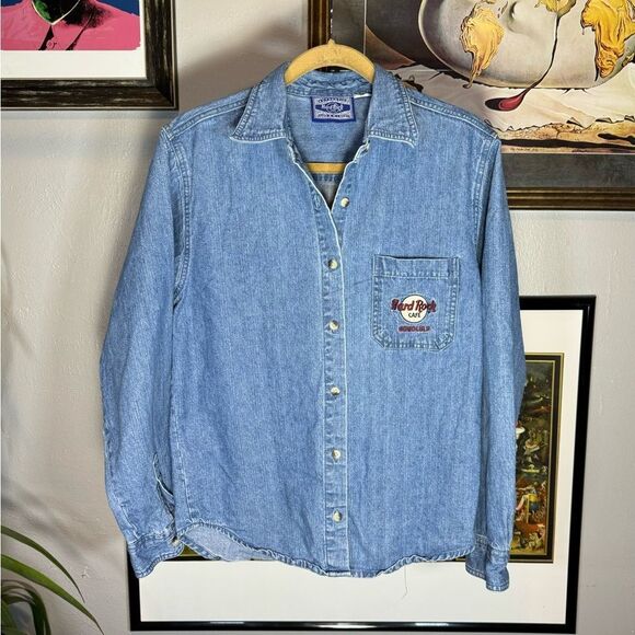 Vintage Hard Rock Cafe Denim Button Up Shirt - Picture 2 of 7